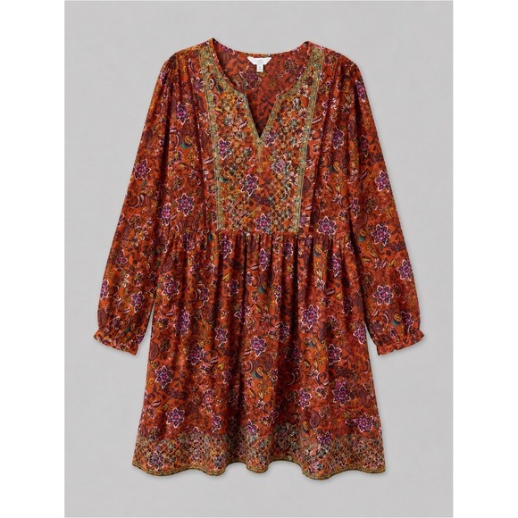 Dresses & Skirts - Womens Bohemian Floral Dress XL Cottage Prairie Peasant County Garden Party